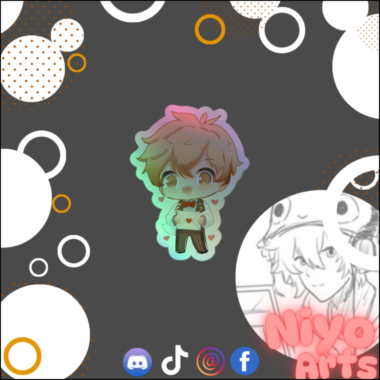 Holographic Valentonie - Valentine's Day 2024 Kiss - Cut Sticker - Niyo's Art Shop