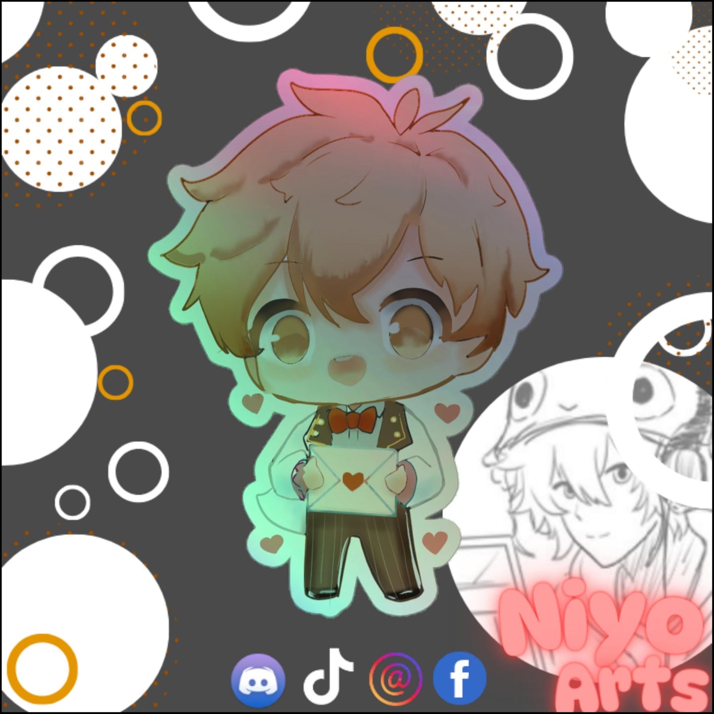 Holographic Valentonie - Valentine's Day 2024 Kiss - Cut Sticker - Niyo's Art Shop