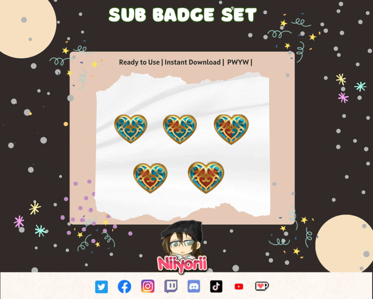 Piece of Heart Twitch/Discord Sub Badge Set - Niyo's Art Shop