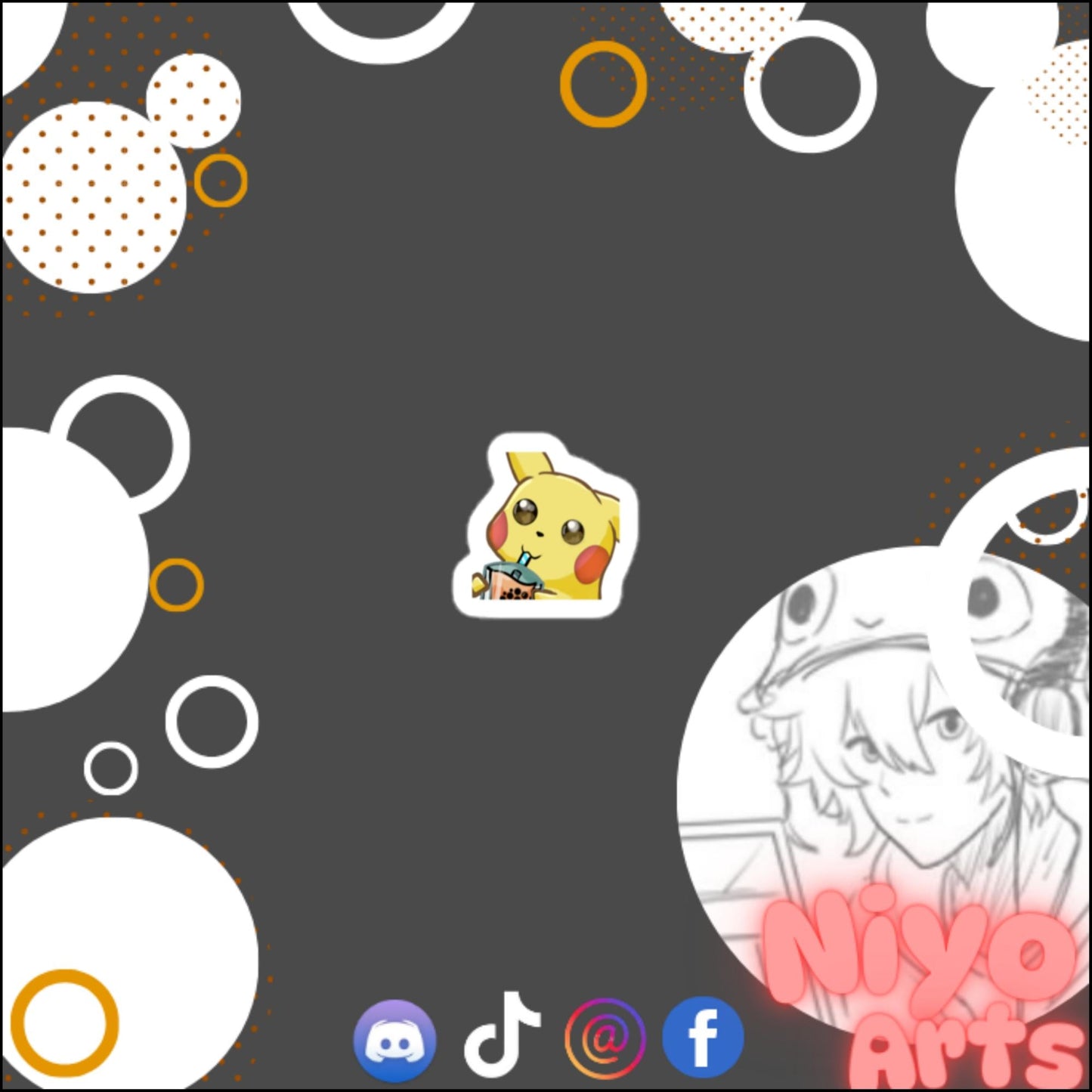 Pikachu Drinking Boba - Sticker - Niyo Arts - Niyo's Art Shop