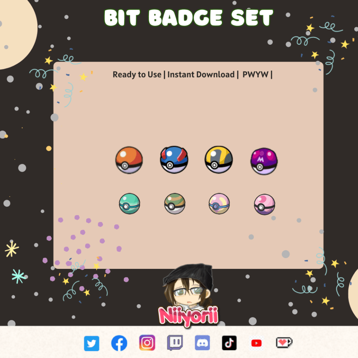 Pokemon Inspired Bit Badge Set - Niyo's Art Shop