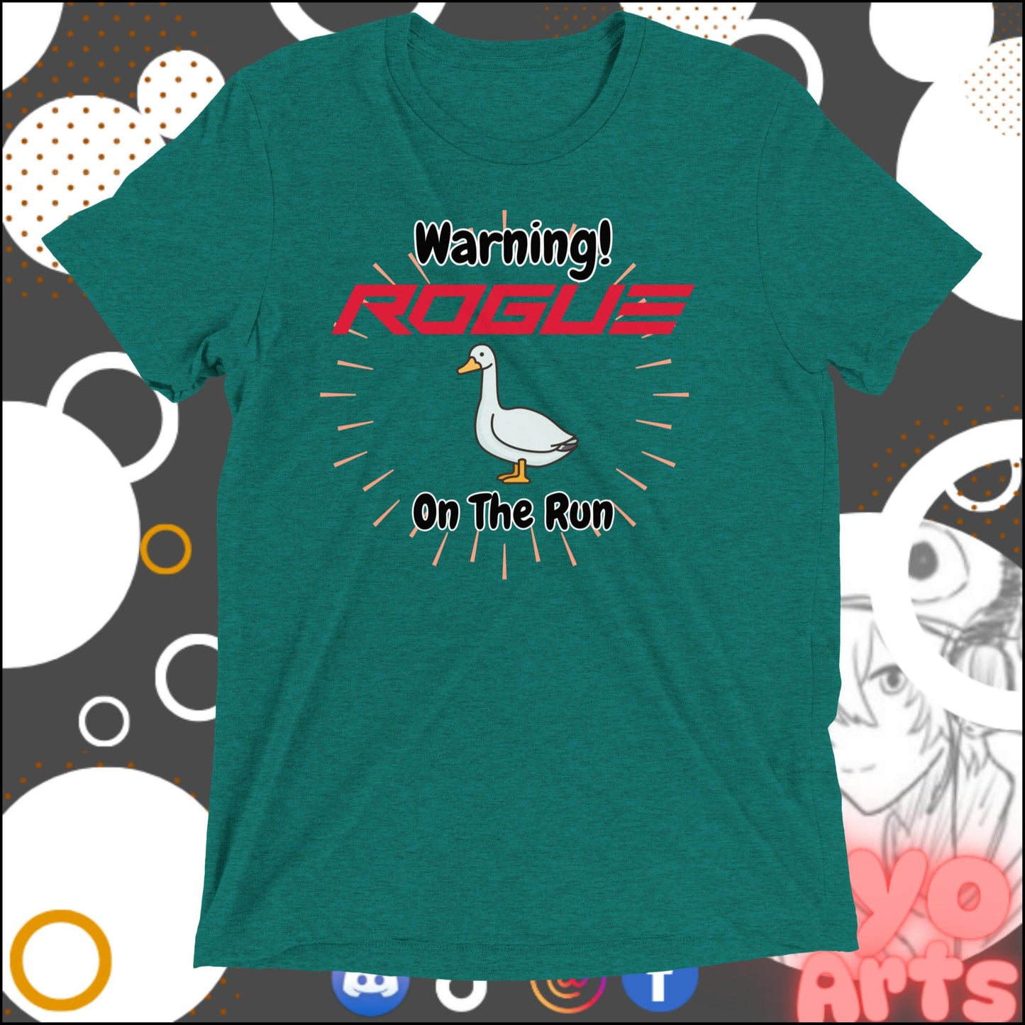 Rogue Goos on The Run" - Novelty T-Shirt - Niyo's Art Shop