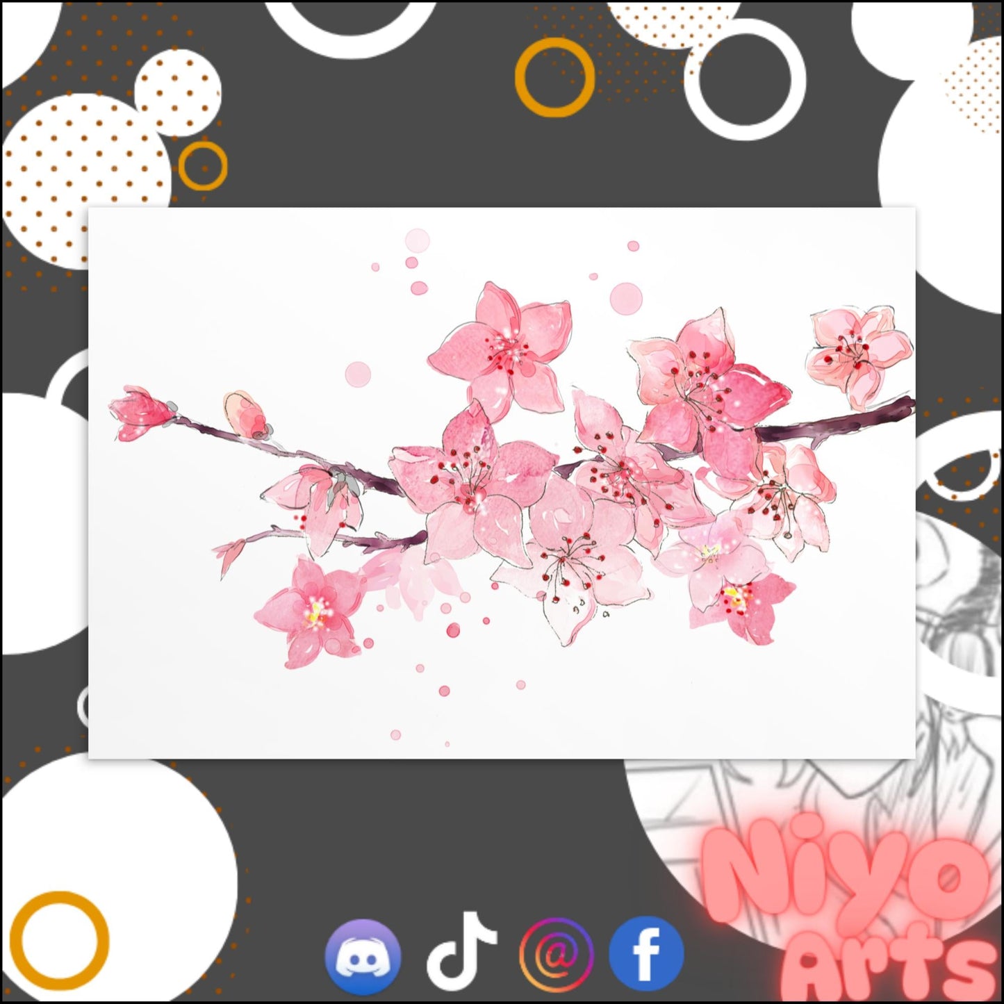 Sakura Branch 4"x 6" Postcard - Niyo's Art Shop