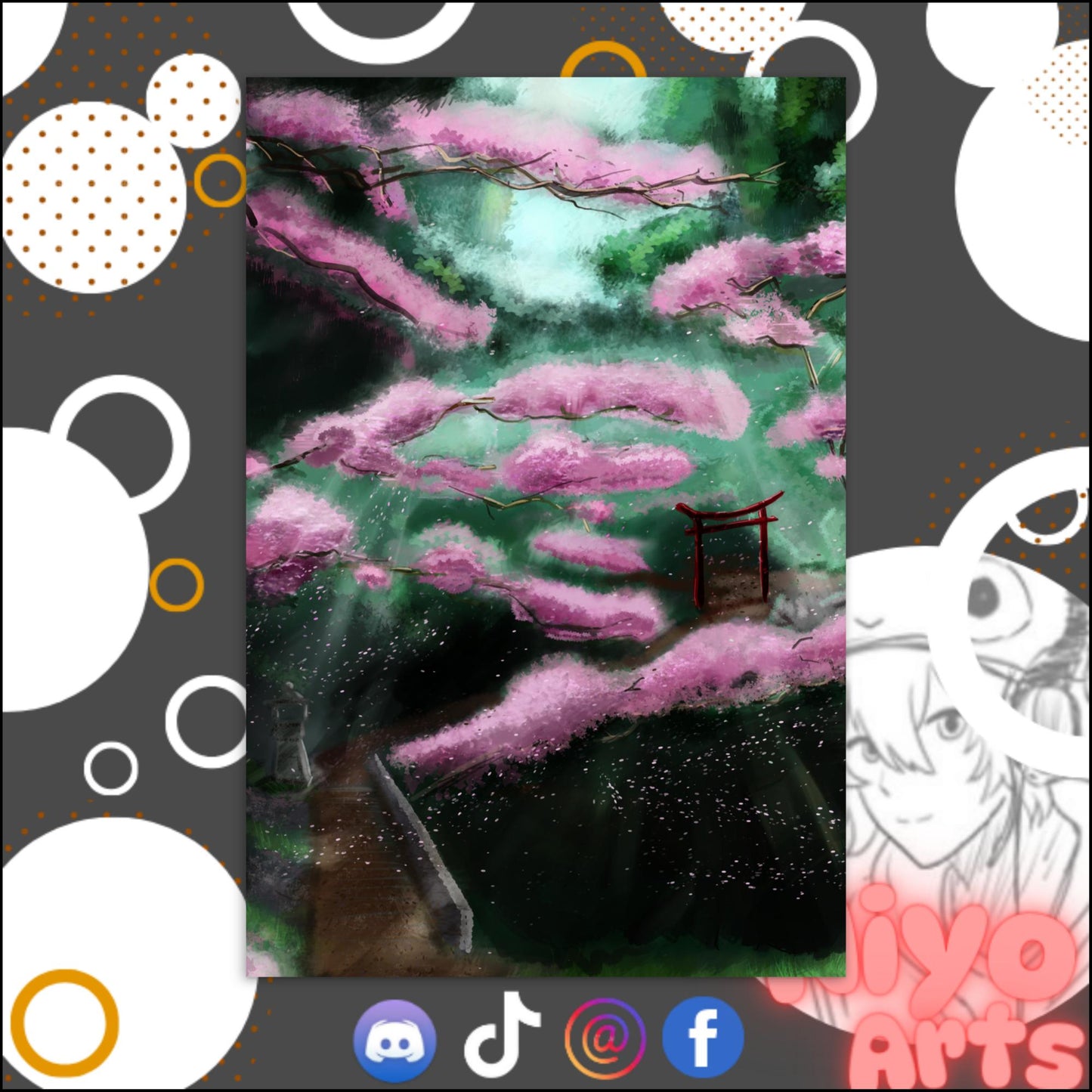 Tori Shrine in a Forest – Postcard (Portrait) - Niyo's Art Shop