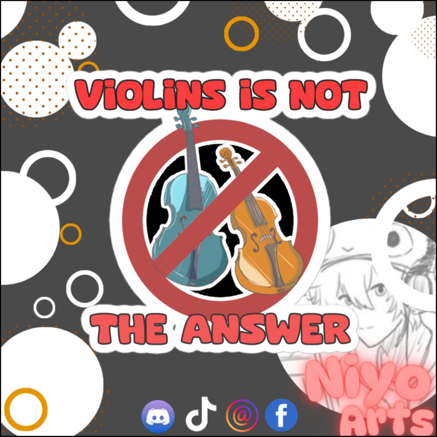 Violins is Not the Answer - Sticker - Niyo Arts - Niyo's Art Shop