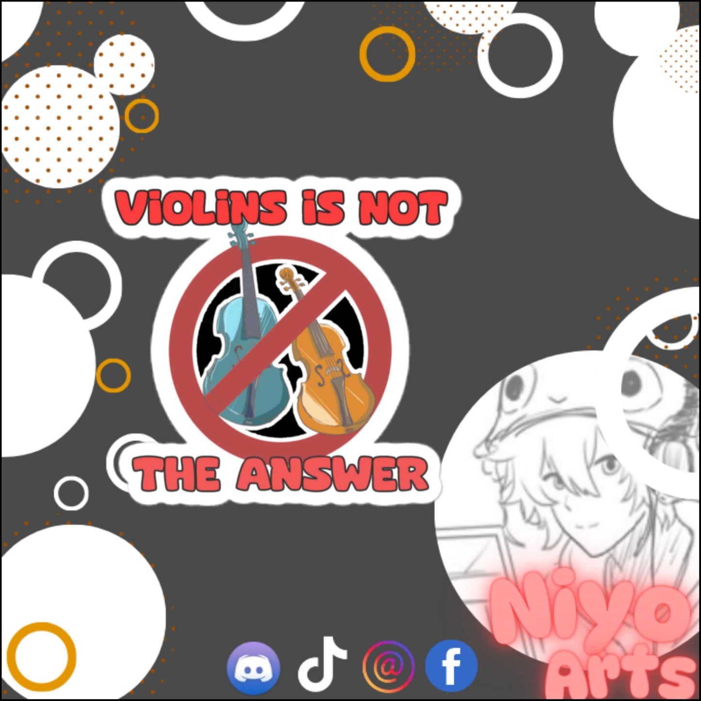 Violins is Not the Answer - Sticker - Niyo Arts - Niyo's Art Shop