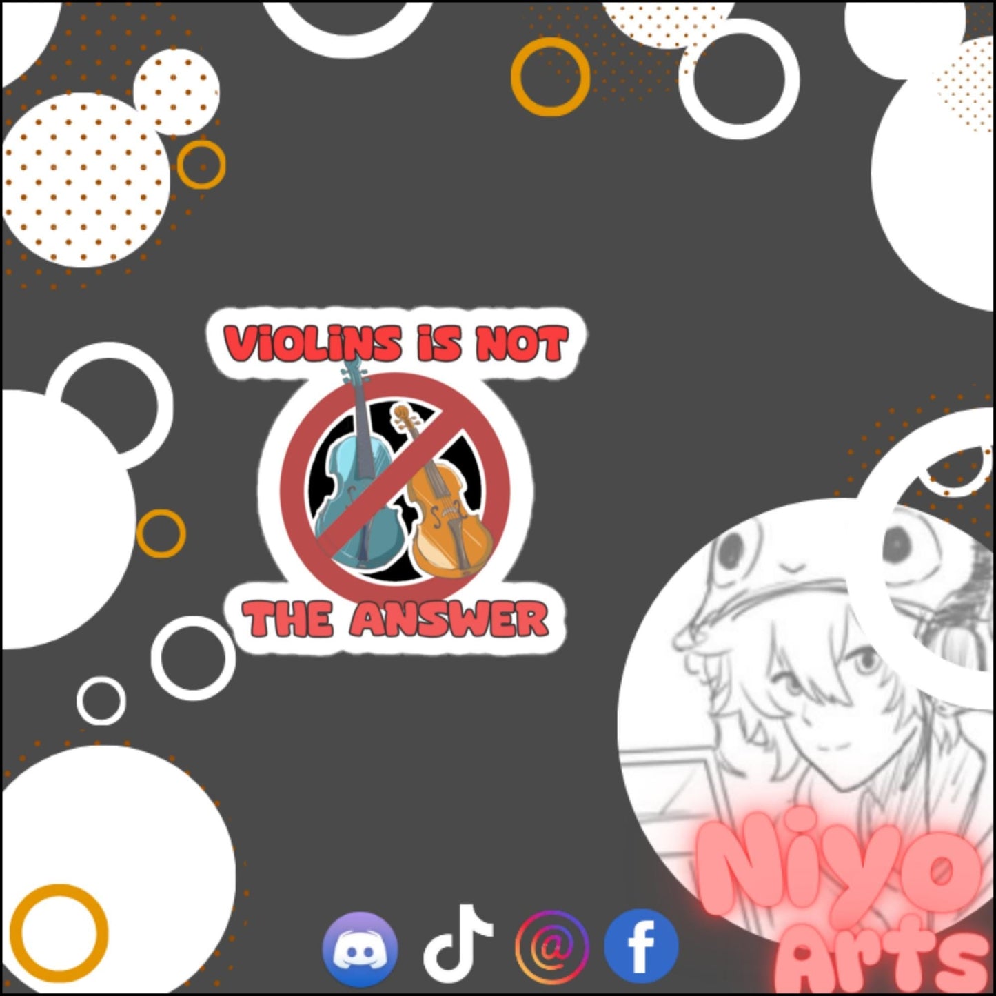 Violins is Not the Answer - Sticker - Niyo Arts - Niyo's Art Shop