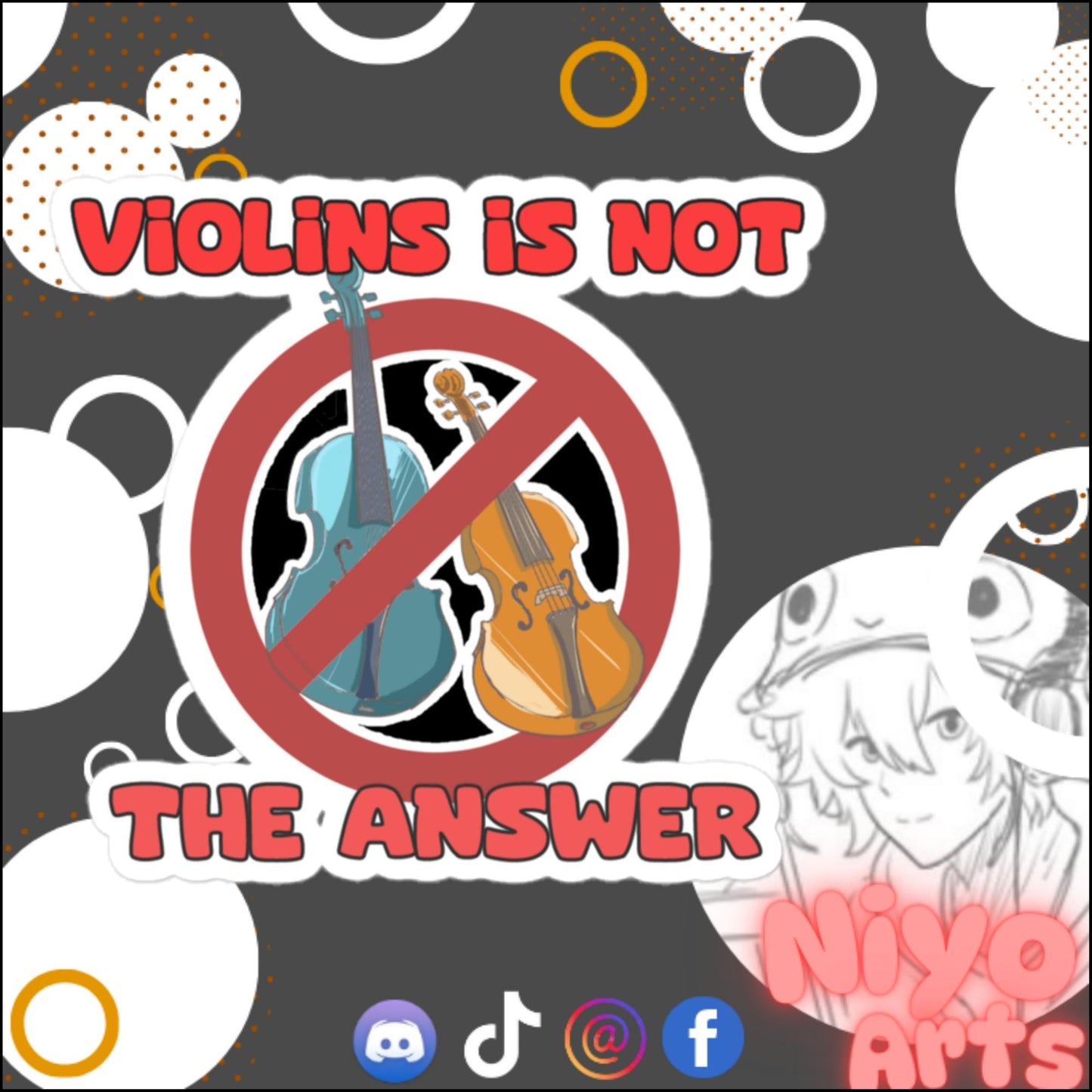 Violins is Not the Answer - Sticker - Niyo Arts - Niyo's Art Shop