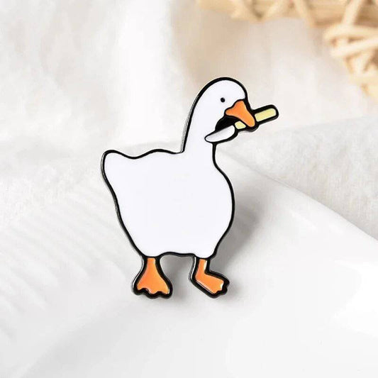 Cute Goose /w Kneef Enamel Badge Pin - Niyo's Art Shop