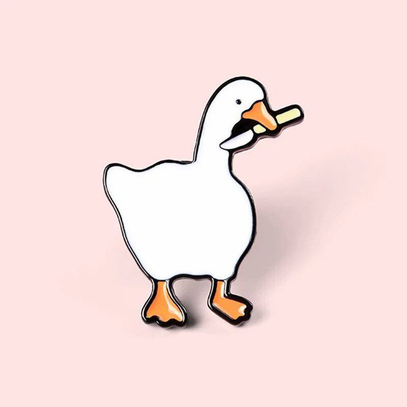 Cute Goose /w Kneef Enamel Badge Pin - Niyo's Art Shop