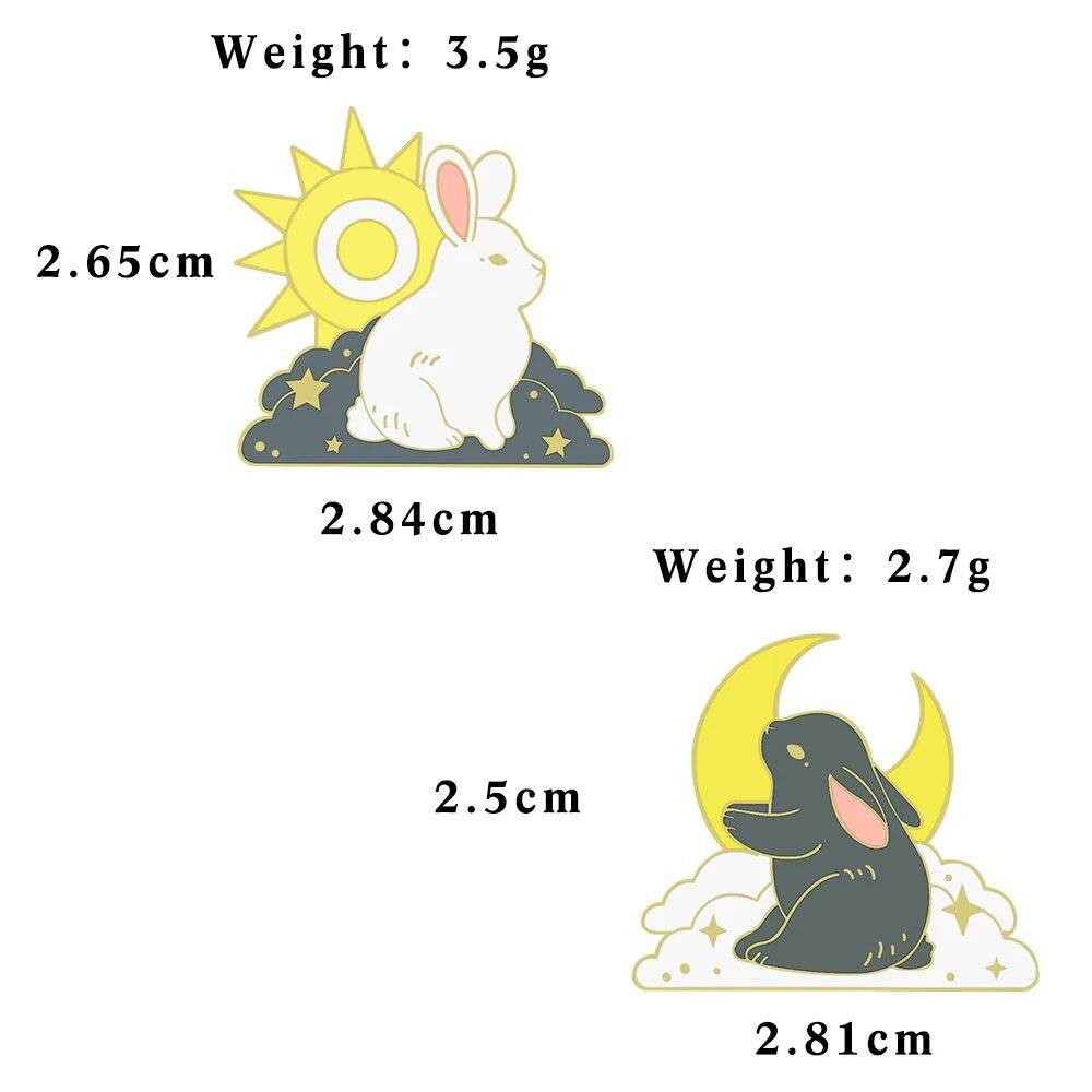 Cute Sitting Rabbit and Cloud Brooch Enamel Pin - Anime Animal Charms - Niyo's Art Shop