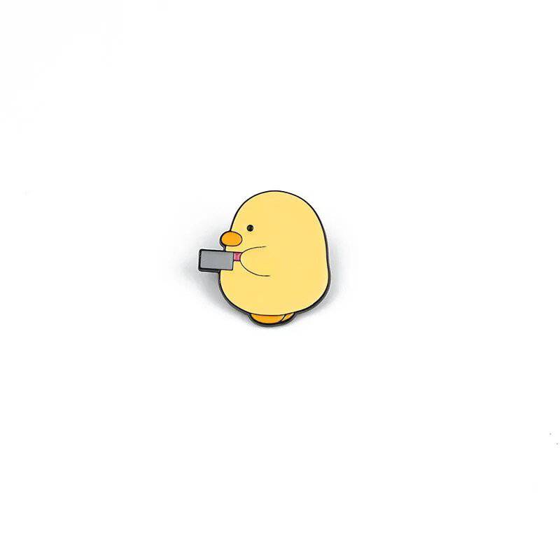 Fun Cartoon Yellow Duck Holding A Knife Enamel Lapel Pin - Creative Personality Gift for Friends - Niyo's Art Shop