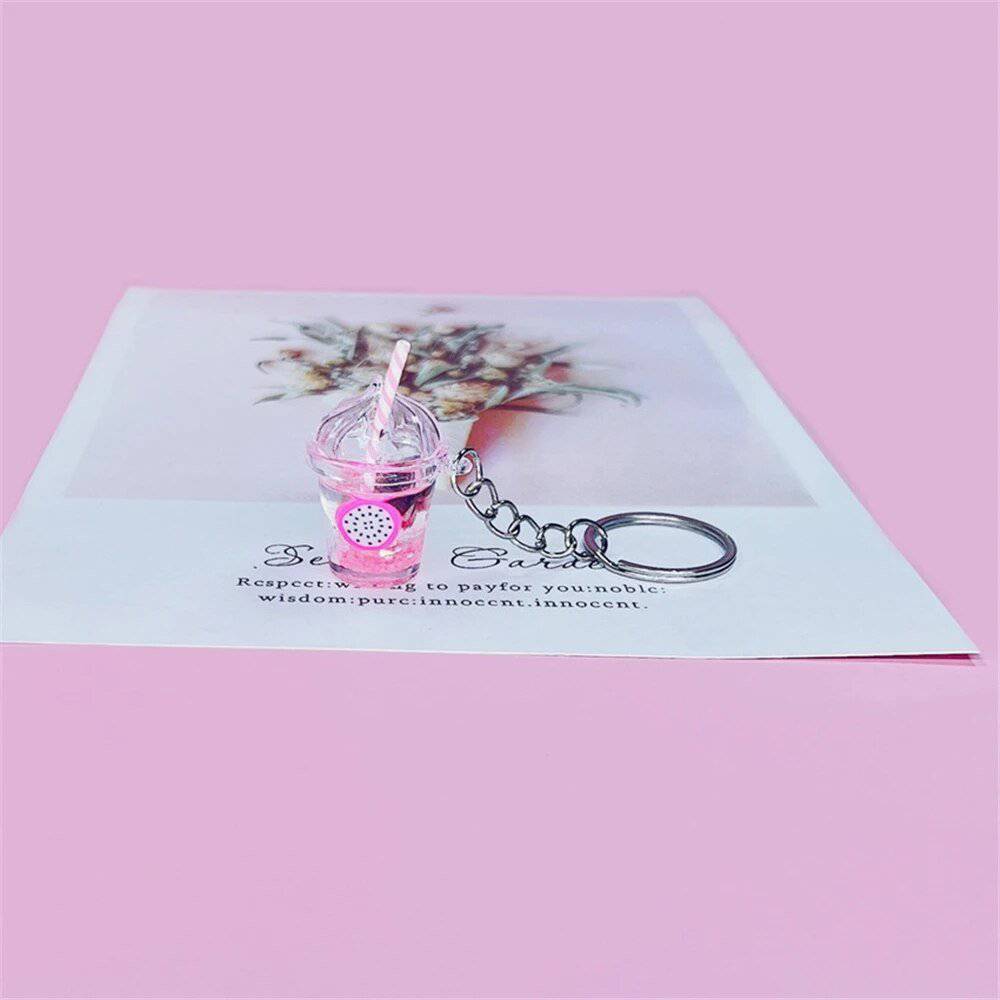 Luminous Milk Tea Cup Keychain - Glow in the Dark Acrylic Fruit Keychain - Niyo's Art Shop
