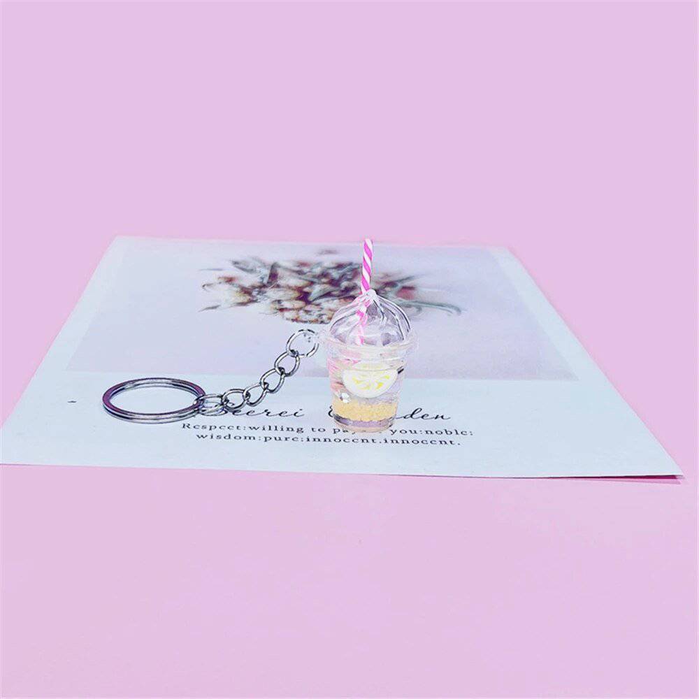 Luminous Milk Tea Cup Keychain - Glow in the Dark Acrylic Fruit Keychain - Niyo's Art Shop
