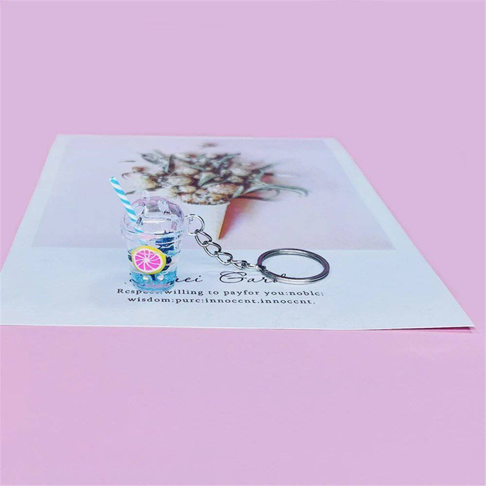 Luminous Milk Tea Cup Keychain - Glow in the Dark Acrylic Fruit Keychain - Niyo's Art Shop