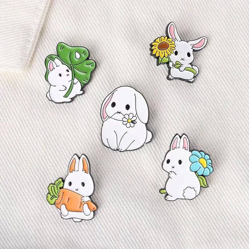 Pin Club | 5 set Custom Bunny Enamel Pins/Brooch - Niyo's Art Shop