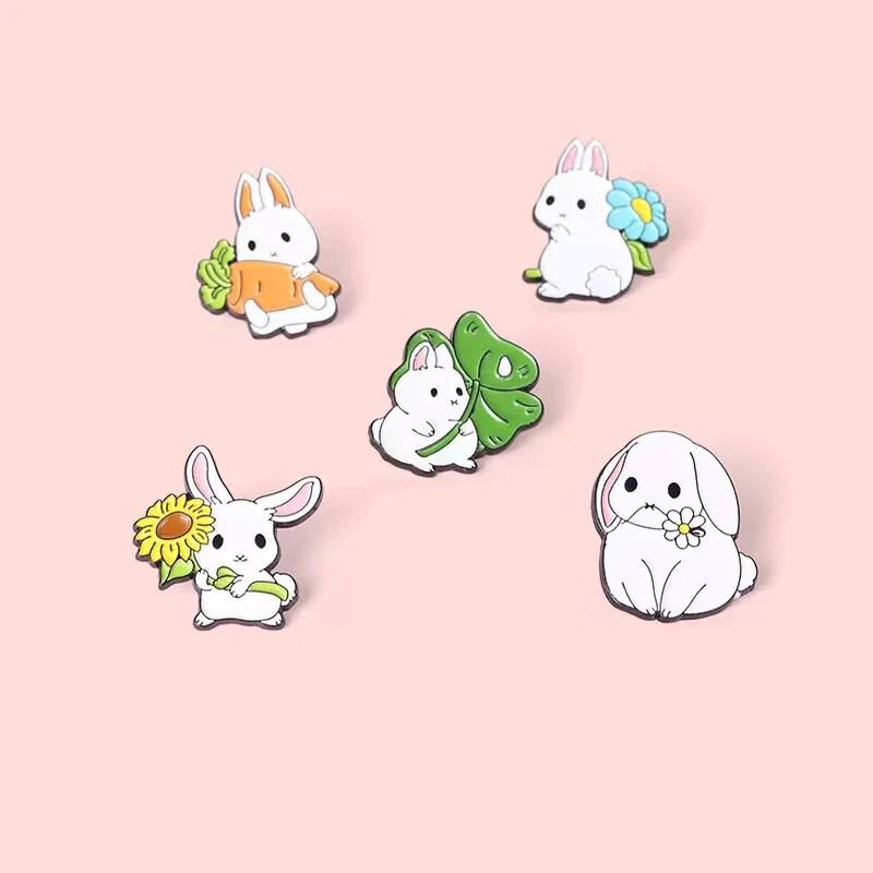 Pin Club | 5 set Custom Bunny Enamel Pins/Brooch - Niyo's Art Shop