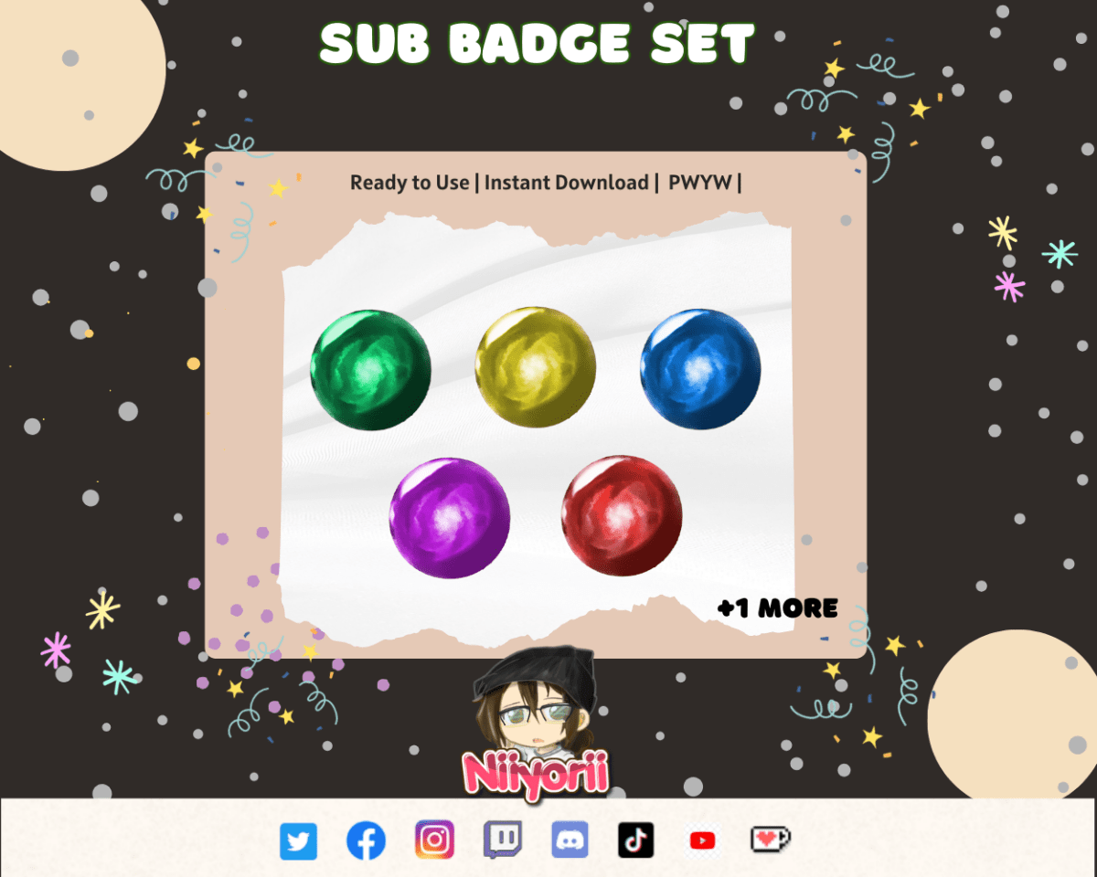 Final Fantasy Materia Multi - Colour Badge Set - Niyo's Art Shop