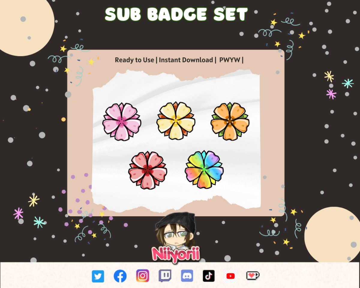 Hanami Sakura - Twitch Sub Badge Set - Niyo's Art Shop