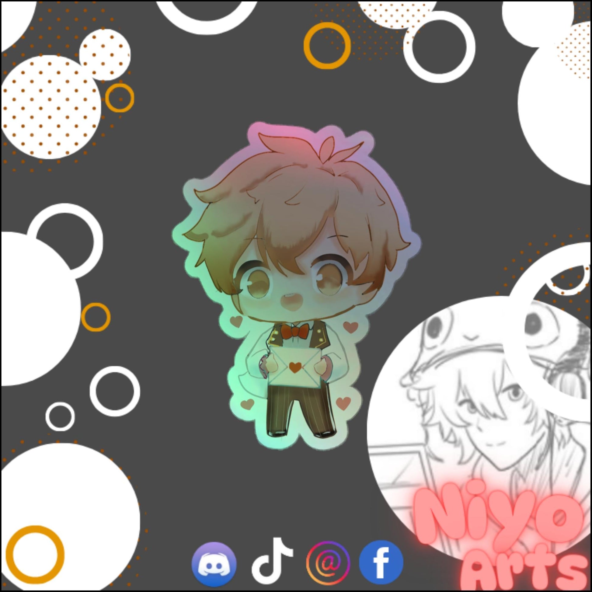 Holographic Valentonie - Valentine's Day 2024 Kiss - Cut Sticker - Niyo's Art Shop