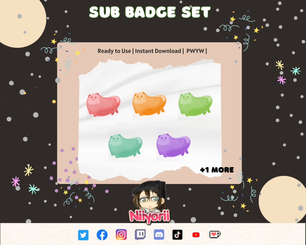 Kitty Beans Twitch /Discord Sub Badge Set - Niyo's Art Shop