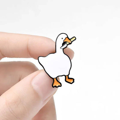 Cute Goose /w Kneef Enamel Badge Pin - Niyo's Art Shop