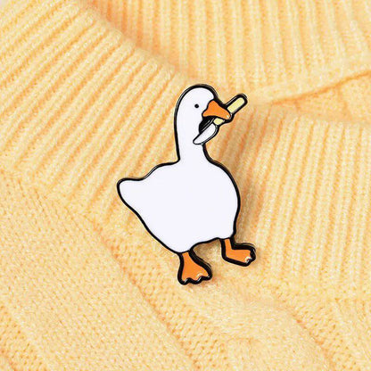 Cute Goose /w Kneef Enamel Badge Pin - Niyo's Art Shop