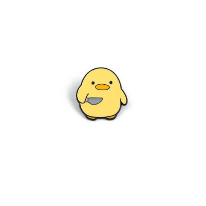 Fun Cartoon Yellow Duck Holding A Knife Enamel Lapel Pin - Creative Personality Gift for Friends - Niyo's Art Shop