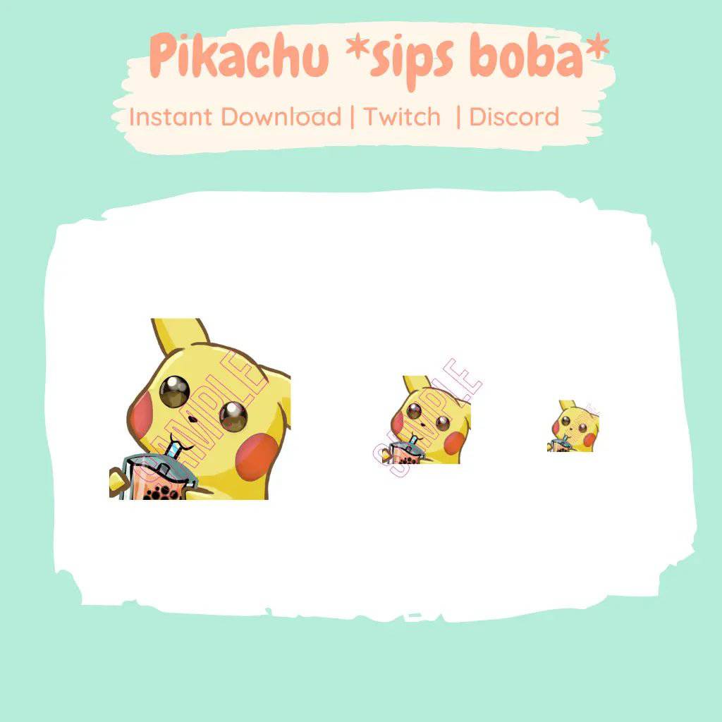 Pikachu Boba Twitch/ Discord Pokemon Inspired Emote - Niyo's Art Shop