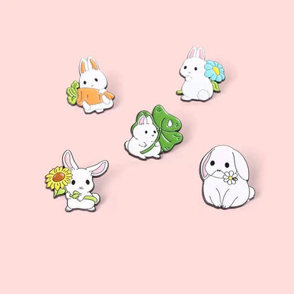Pin Club | 5 set Custom Bunny Enamel Pins/Brooch - Niyo's Art Shop