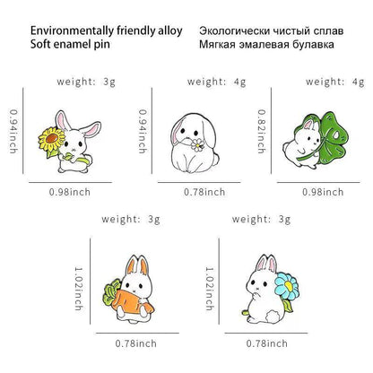 Pin Club | 5 set Custom Bunny Enamel Pins/Brooch - Niyo's Art Shop